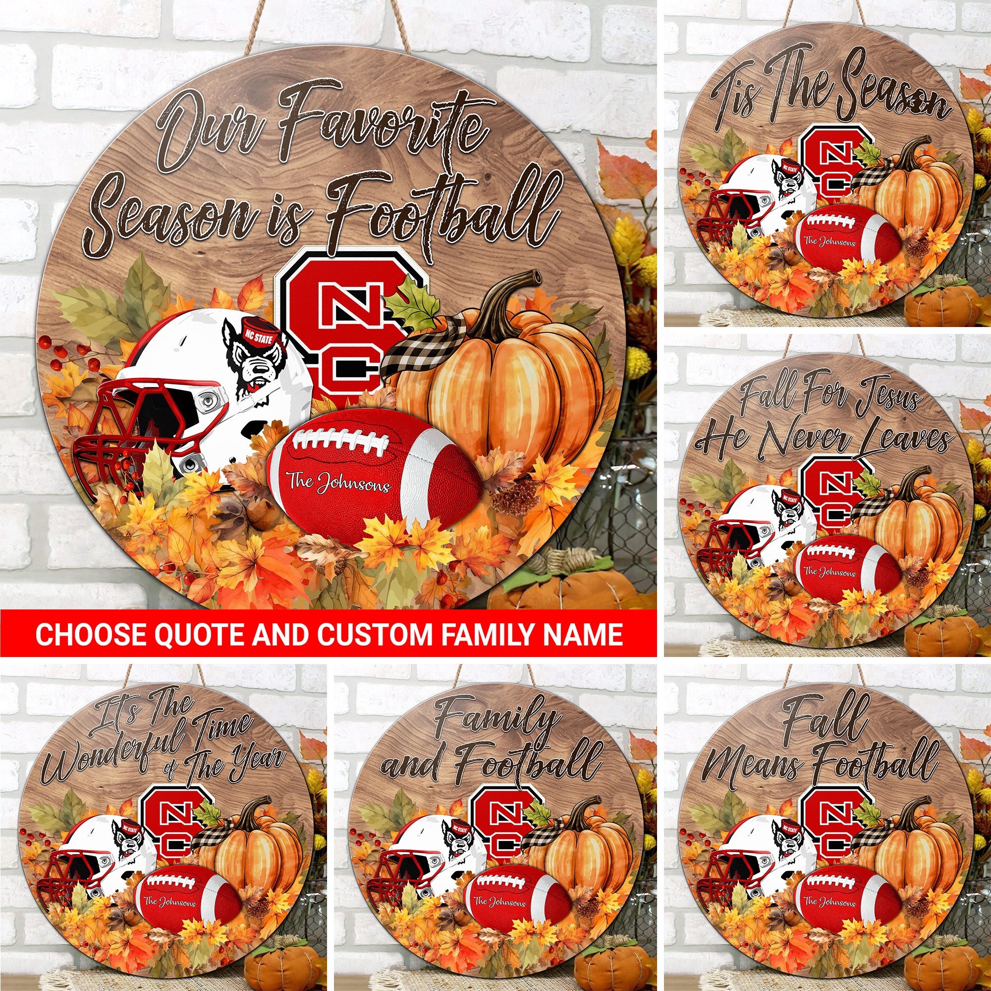 NC State Wolfpack Shape Wooden Sign Custom Your Family Name And Choose Your Quotes, Sport Sign, Sport Gifts For Fan, Home Decorations EHIVM-59971